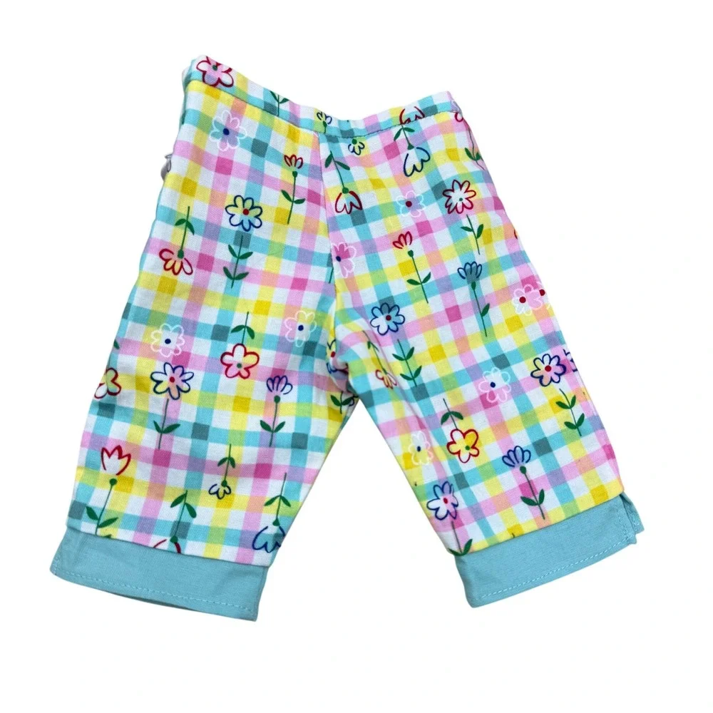 American Girl Doll Gingham Floral Pants Multi Color Plaid 18 Inch Doll Clothes